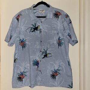 Billabong Blue Tropical Print Men's‎ Button Down Shirt XXL